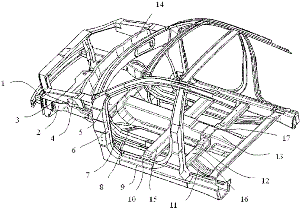 Front body framework structure of automobile