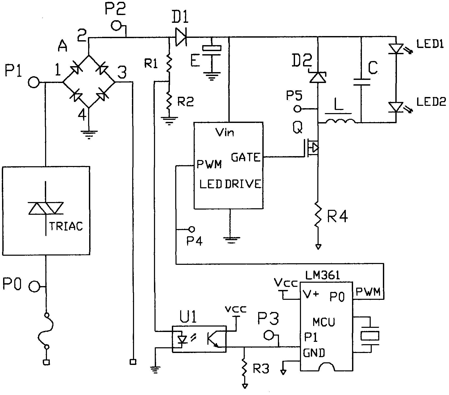 A led dimming circuit suitable for thyristor dimmer