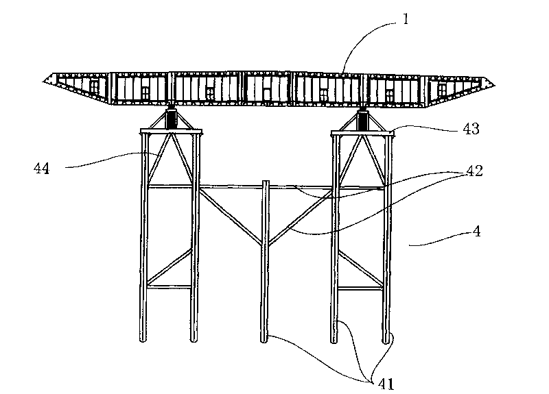 Construction method for pushing and furling complete bracket of steel box girders