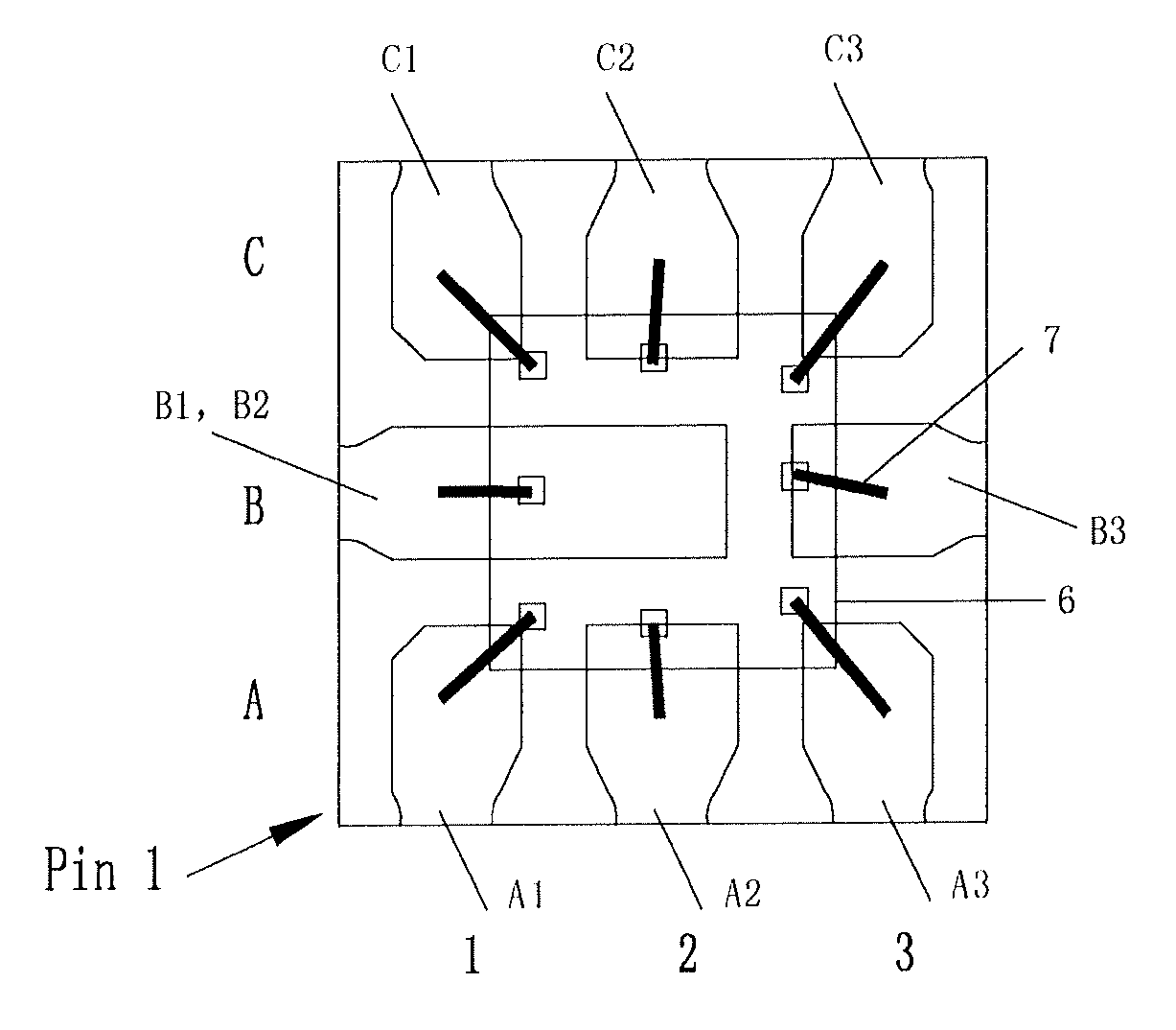 Carrier-free land grid array IC chip package and preparation method thereof