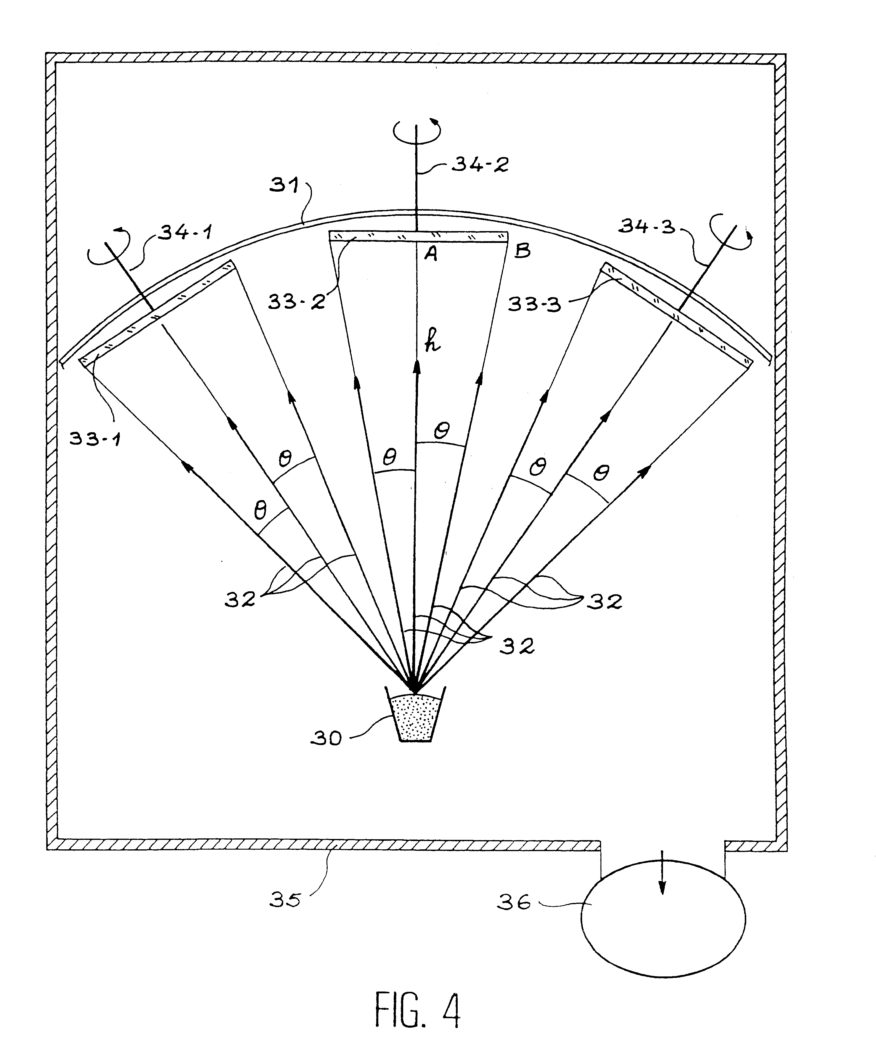 Apparatus for depositing a material by evaporation on large surface substrates