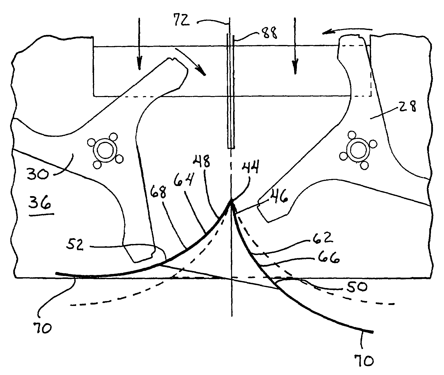 Flow distributor apparatus for controlling spread width of a straw spreader