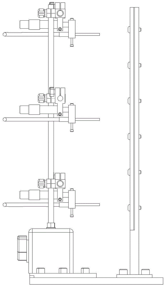 Vibration detection device and method for fixed support plate at both ends based on optical fiber displacement measuring instrument