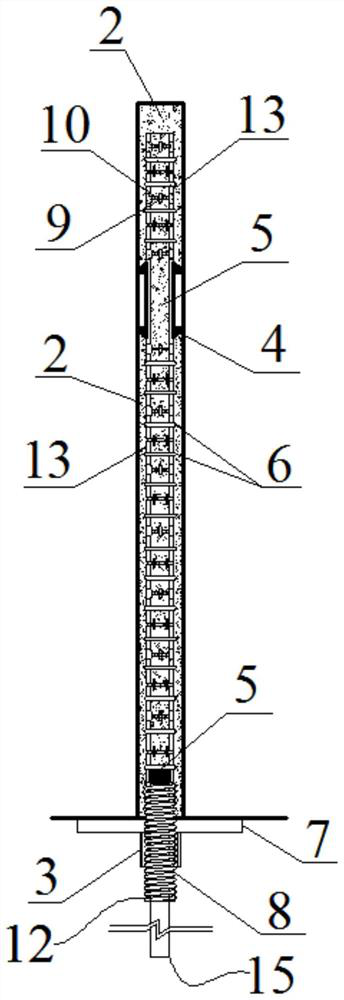 Prestressed full-length anchoring hollow grouting anchor rod with auxetic effect