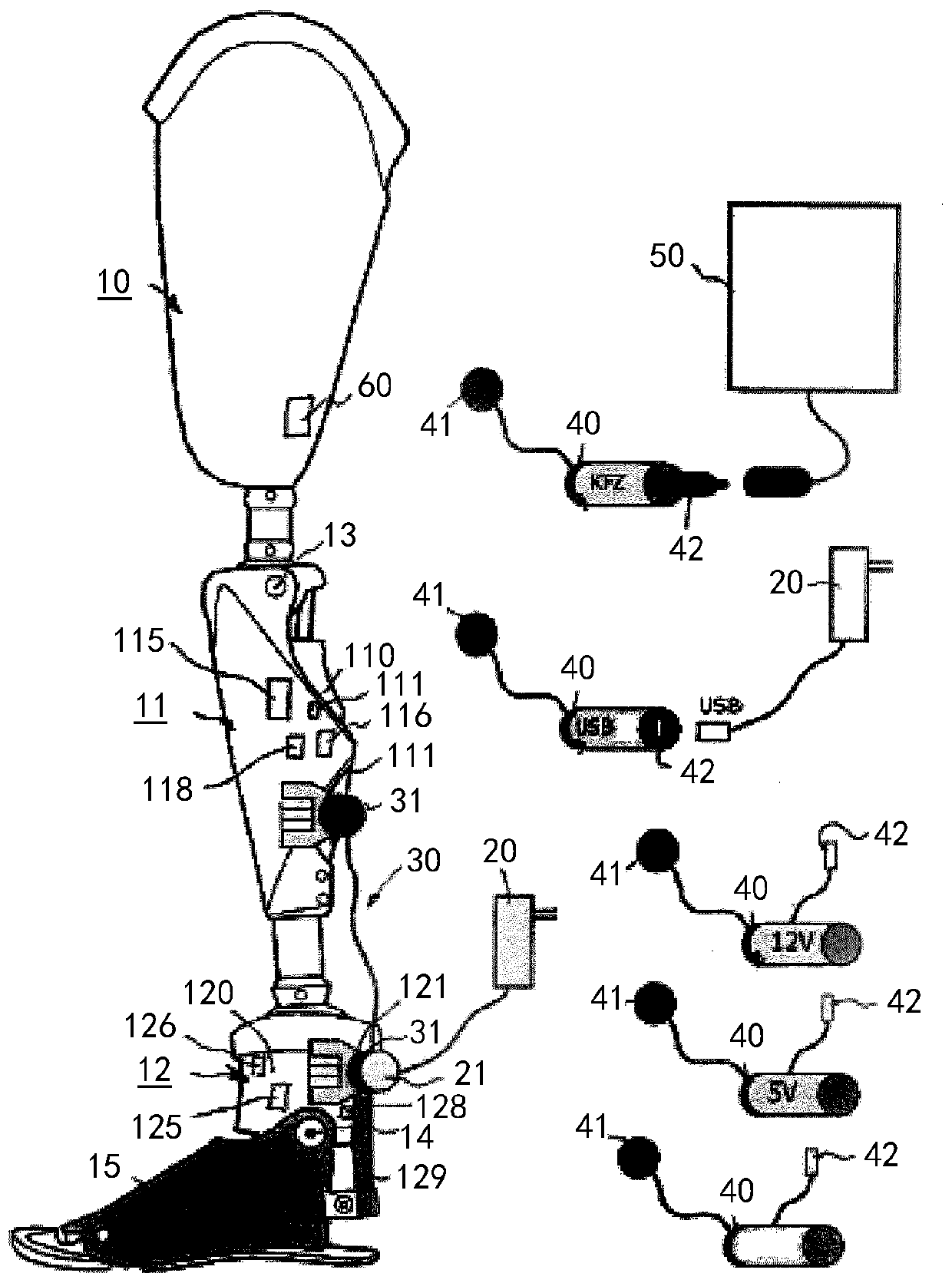 System made up of multiple orthopedic components and method for controlling such a system