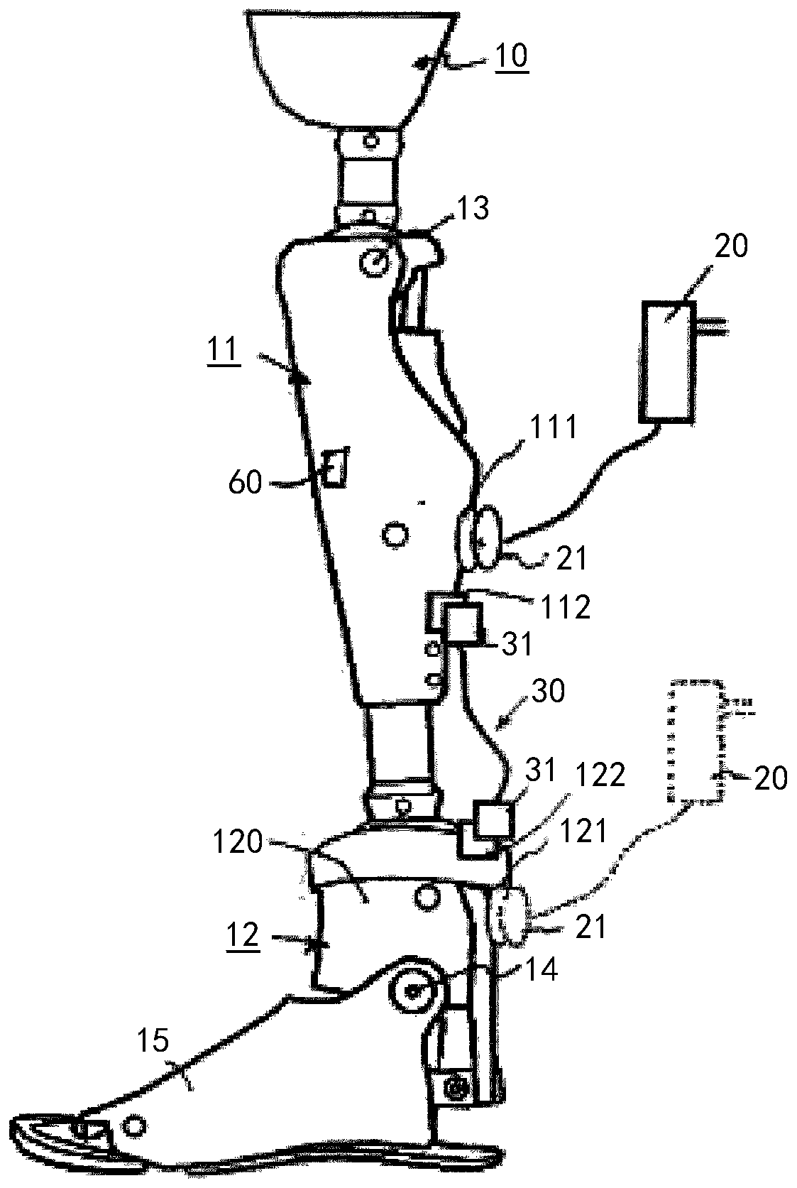System made up of multiple orthopedic components and method for controlling such a system