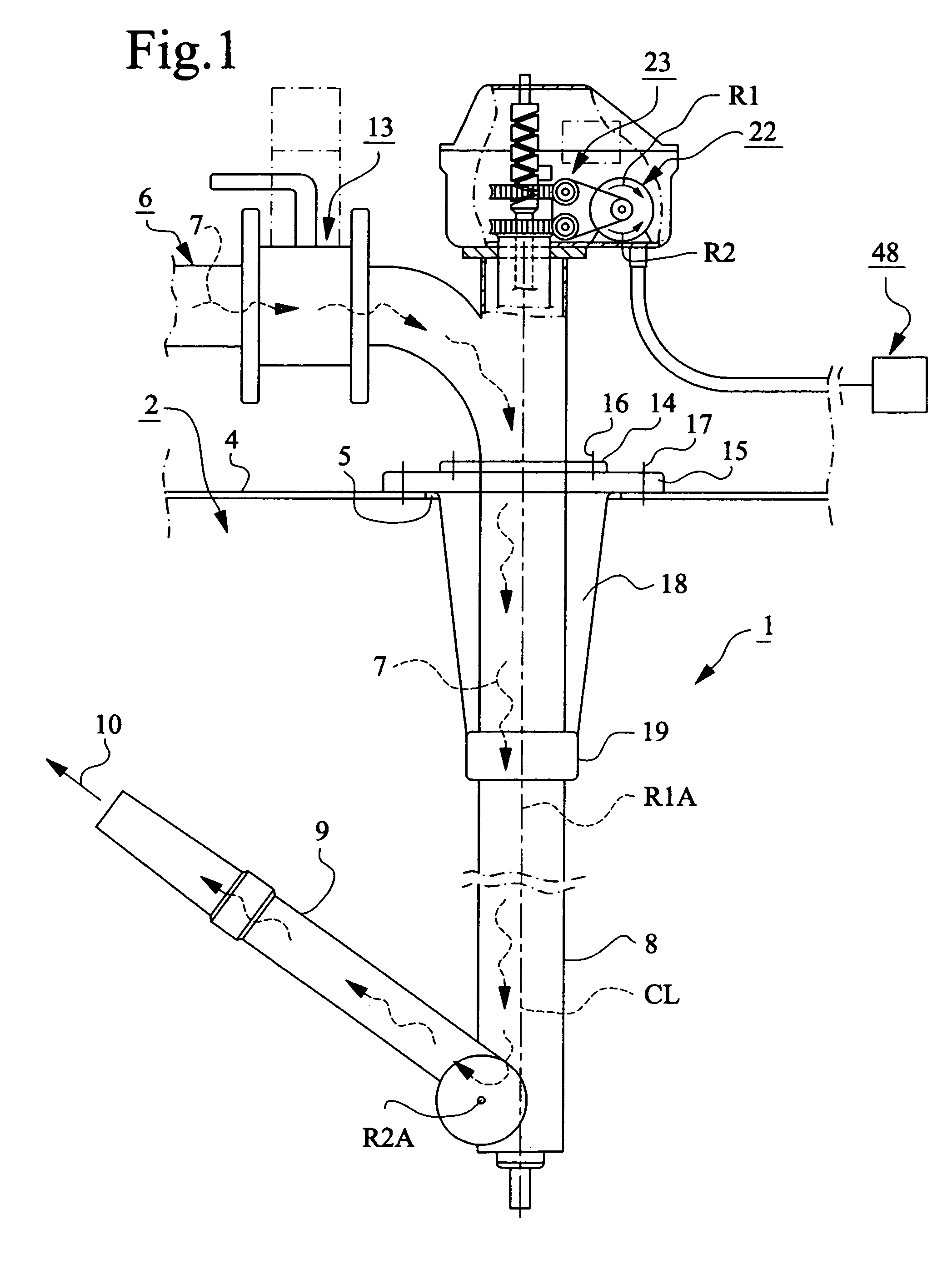 Device for interior flushing of tanks or containers
