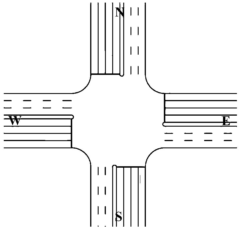 Intersection passage control method achieving left turning through exit lanes