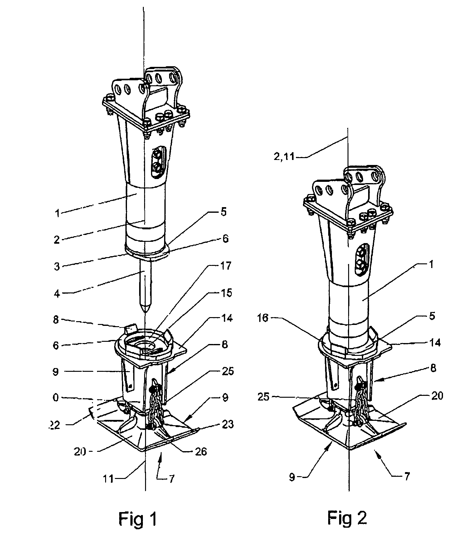 Ramming device to be assigned to a rock breaker