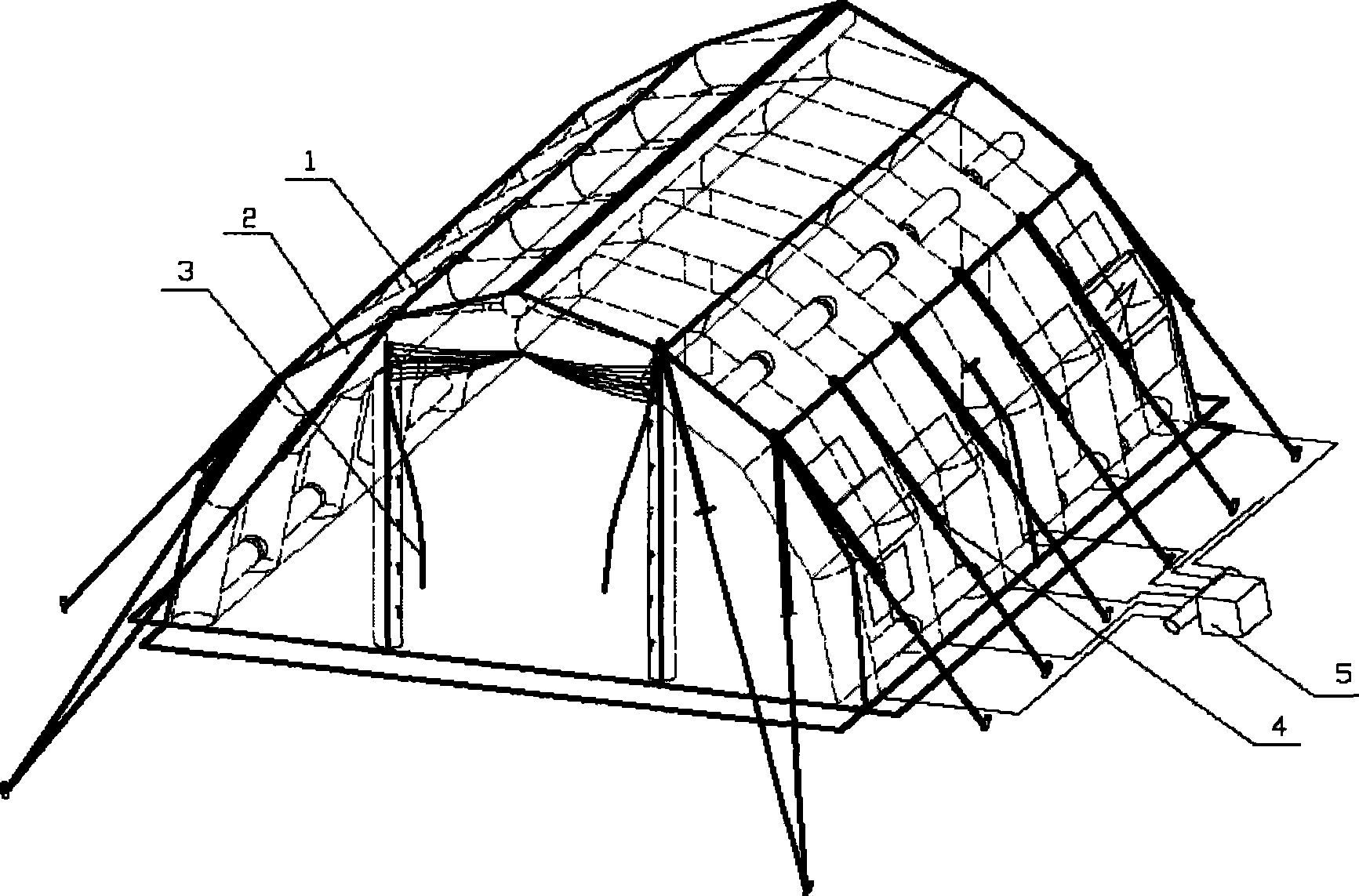 Low-voltage gas-filled tent