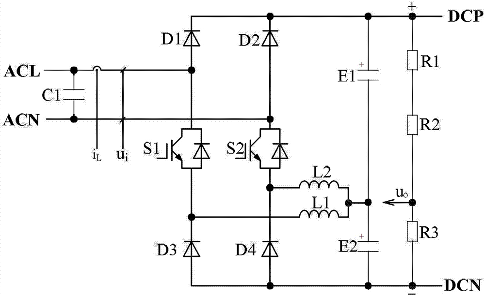 Power factor correction method based on double-inductor double-voltage DC output circuit