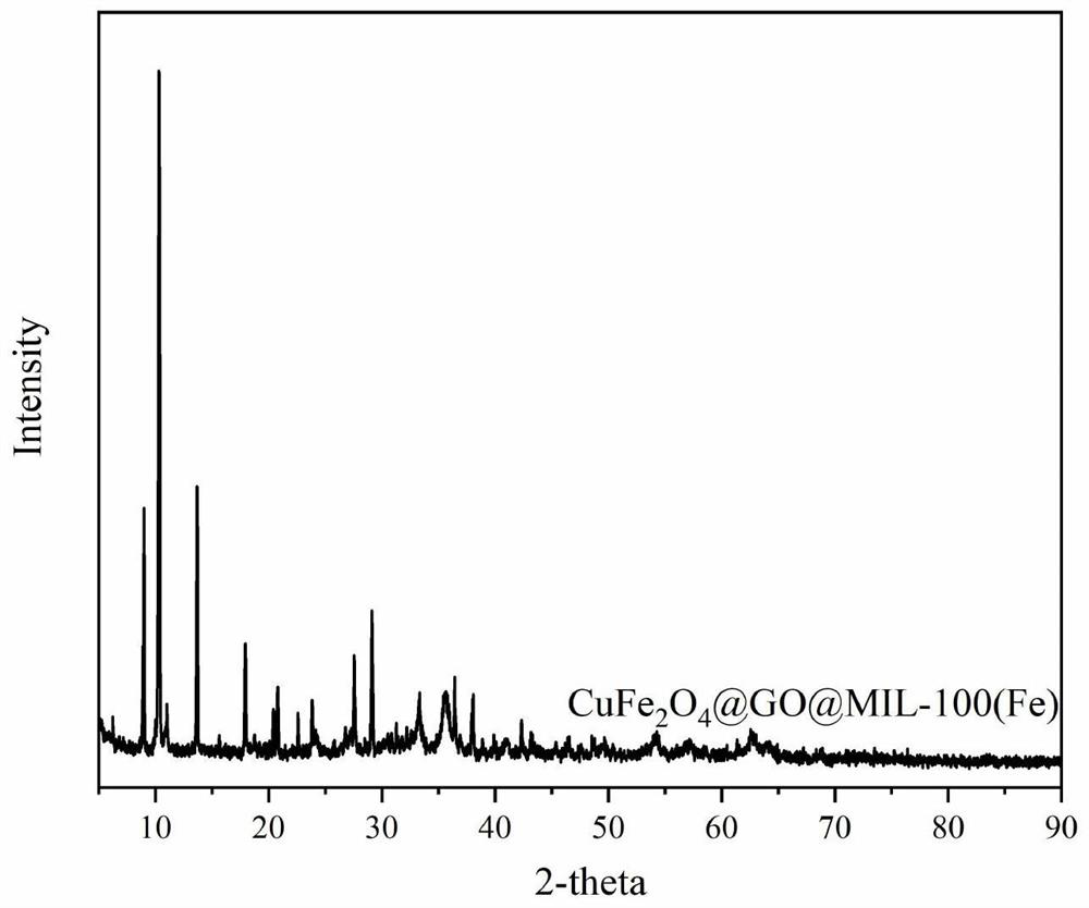 A carbon material-wrapped spinel iron oxide in-situ growth mofs adsorption catalytic complex and its preparation method and application