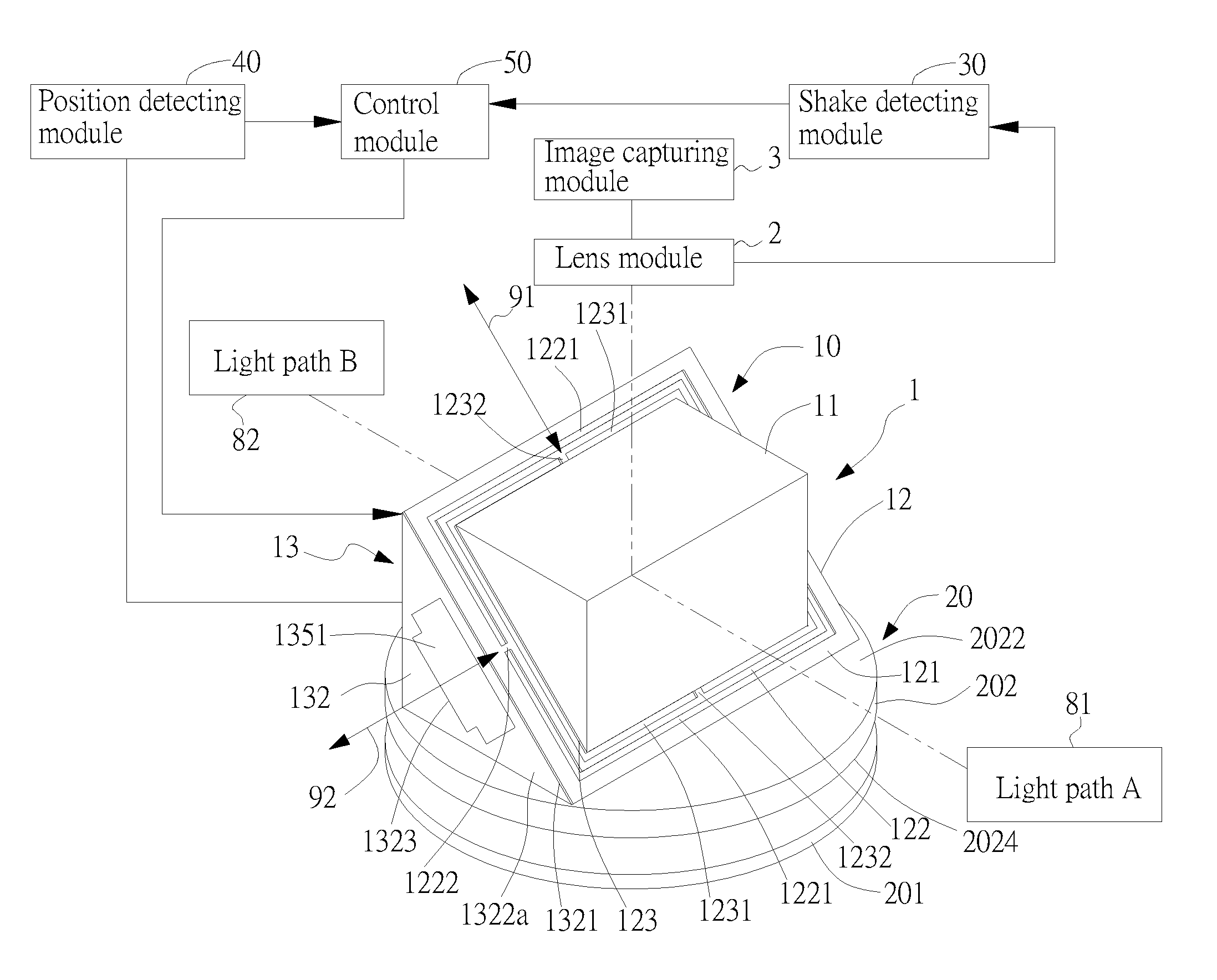 Optical Anti-Shake Apparatus with Switchable Light Path