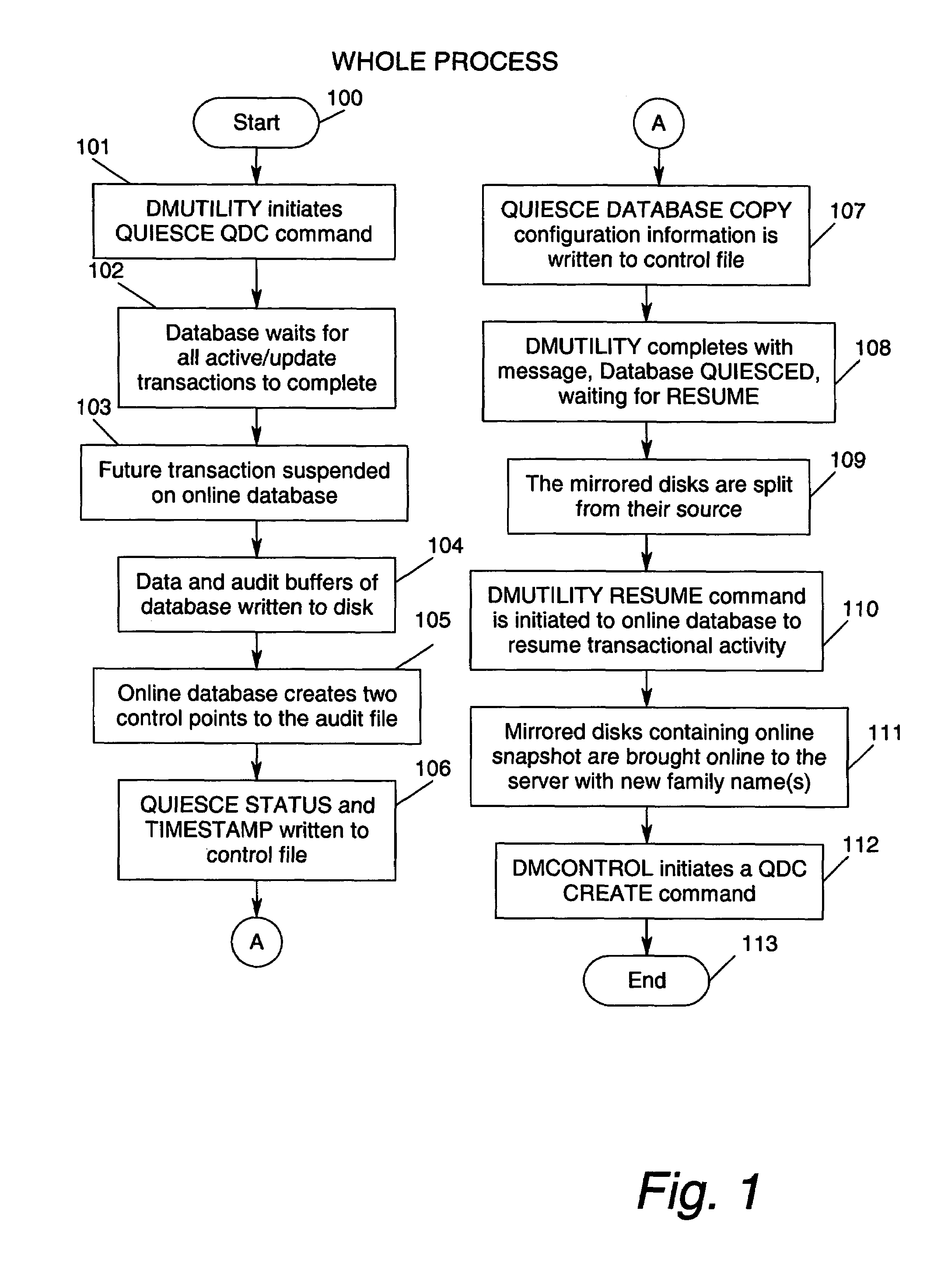 System and method for creating multiple QUIESCE database copies at a single server
