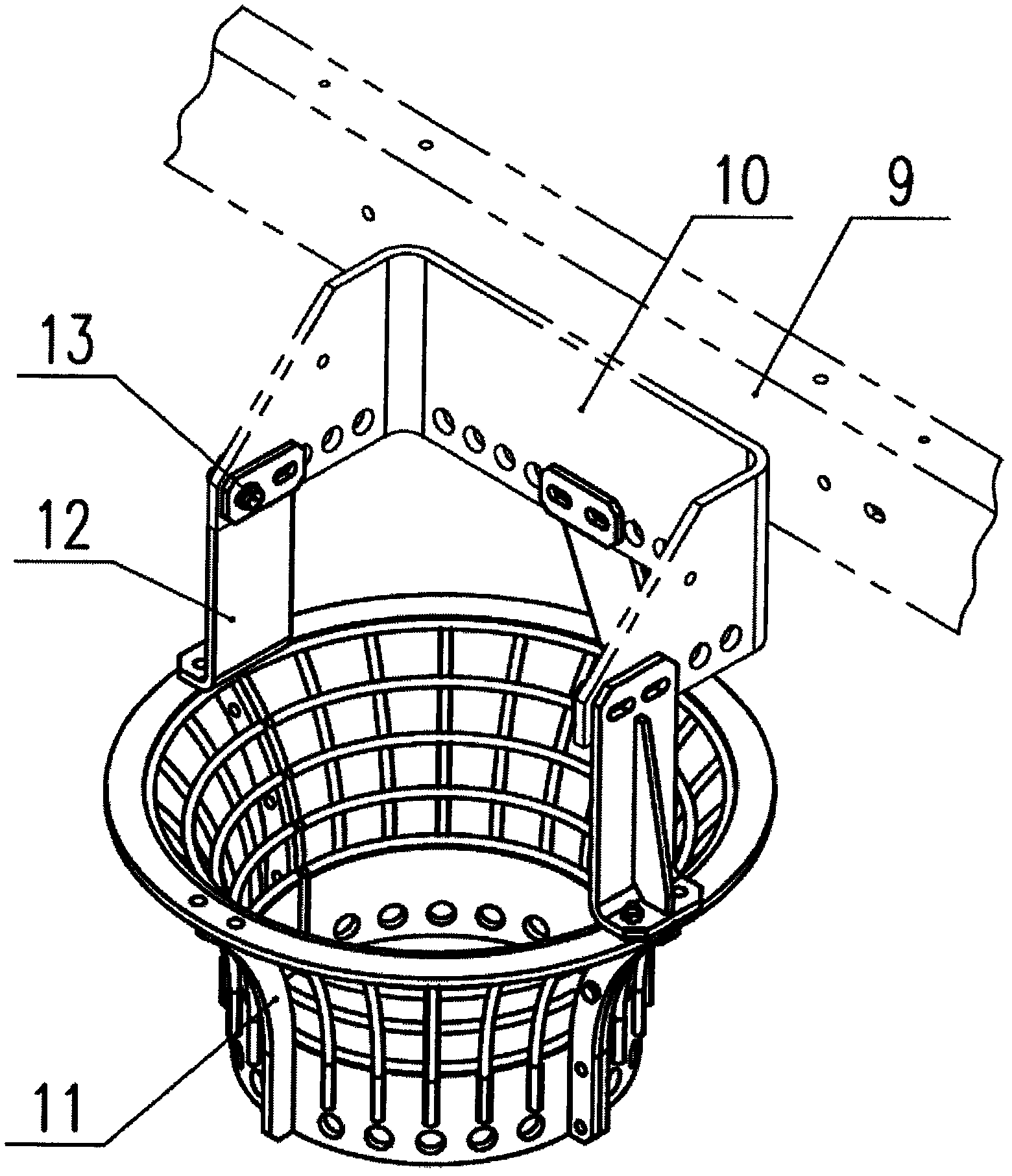 Power cable basket structure for large-sized wind generating set