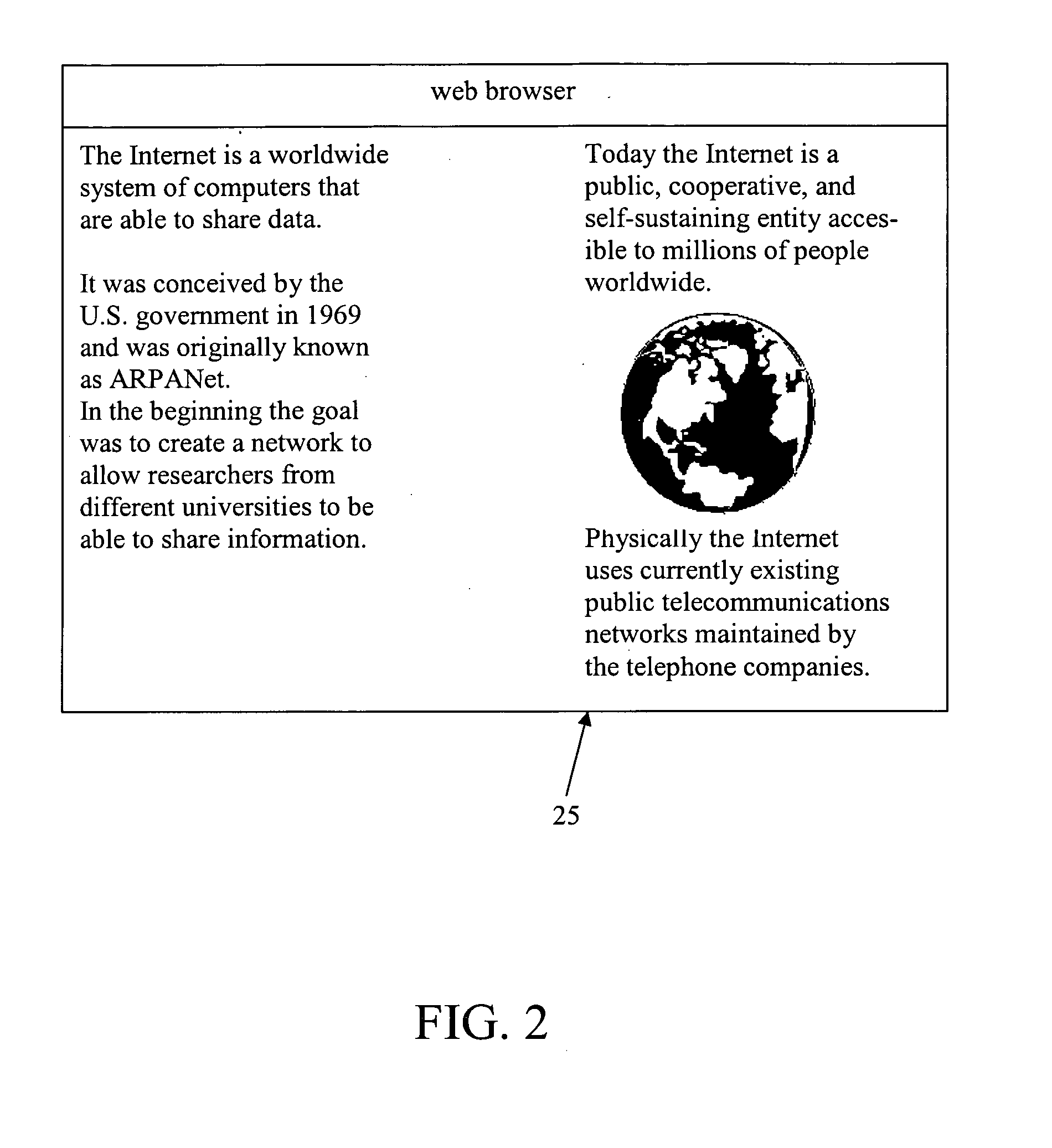 Method for displaying an internet web page with an area of focus