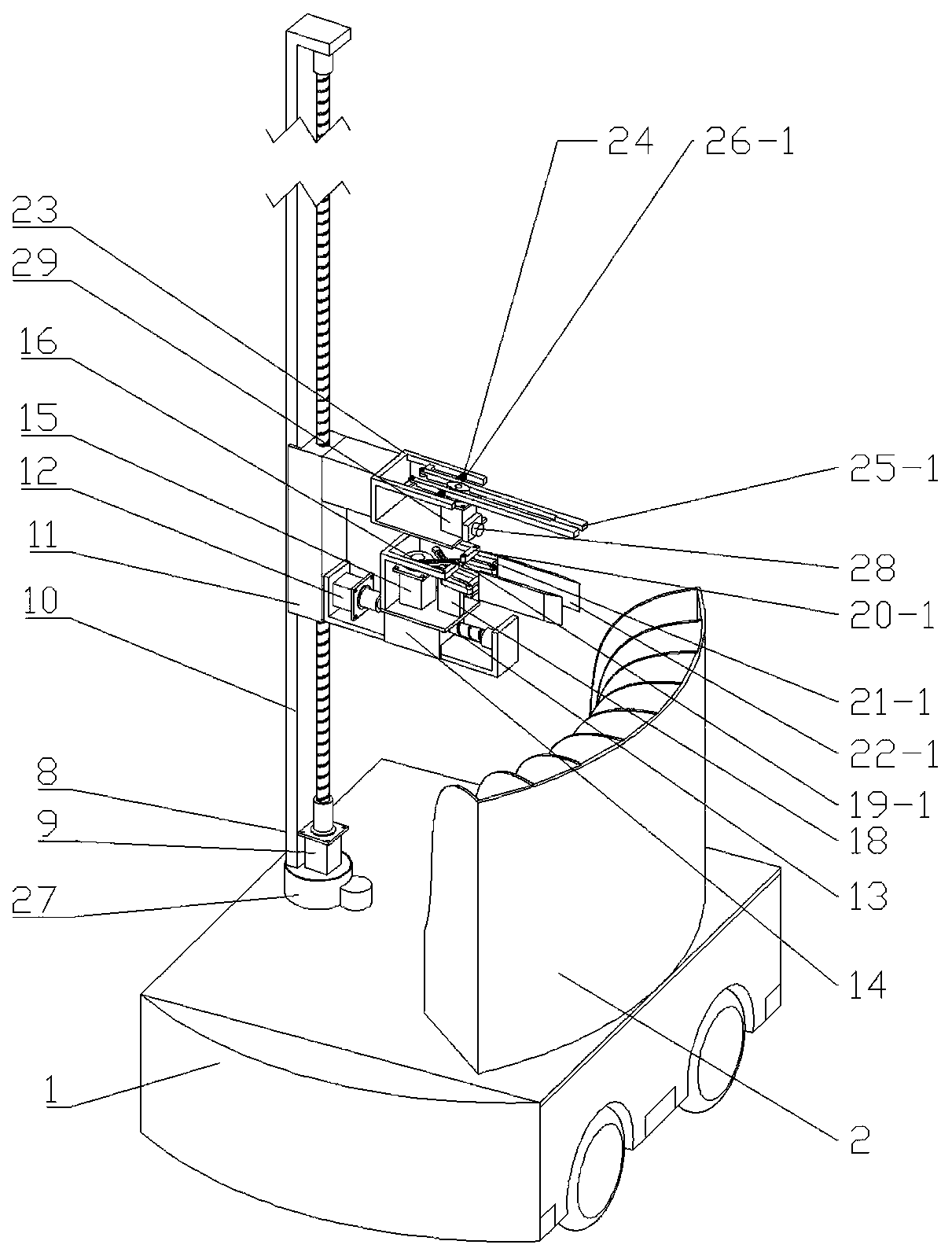 Four-claw type automatic book taking device for library