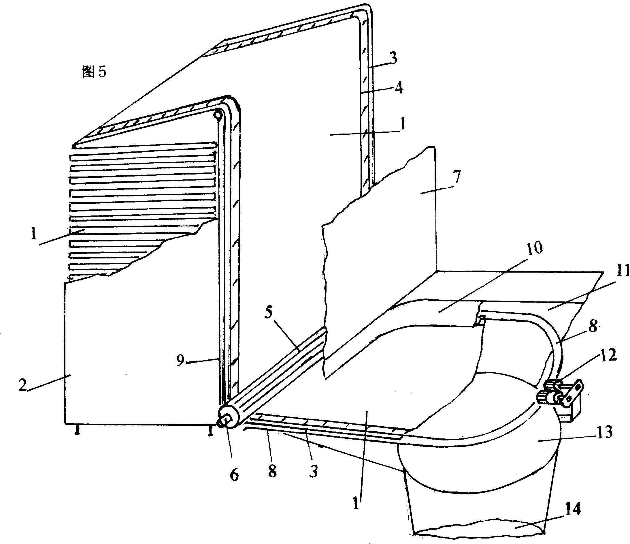 Dejection collecting device used for train closet