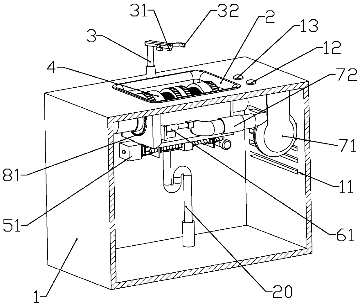 An all-in-one hand washing and drying machine