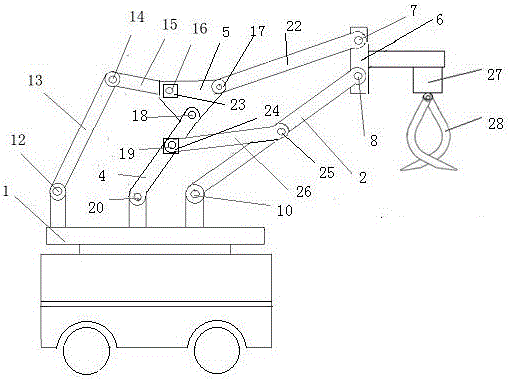 Variable-freedom-degree multi-connection-rod mechanism driven by servo motor