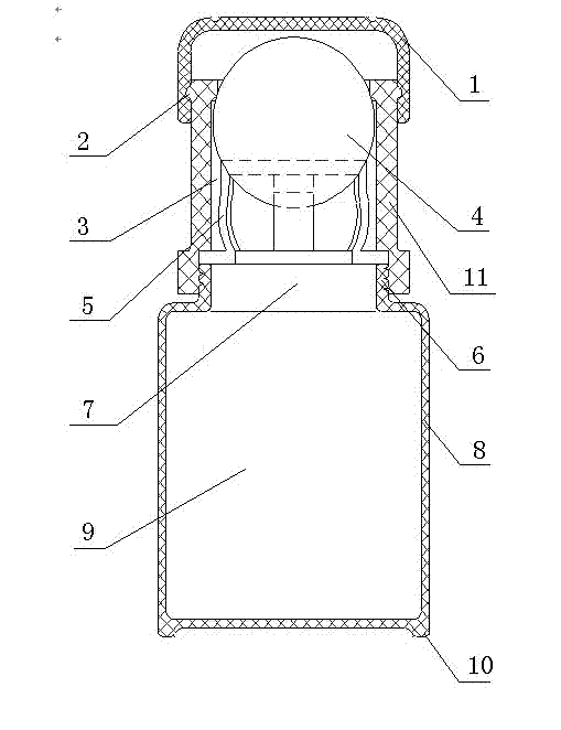 Recombinant hirudin liquid storing bottle with ball and spring retainer