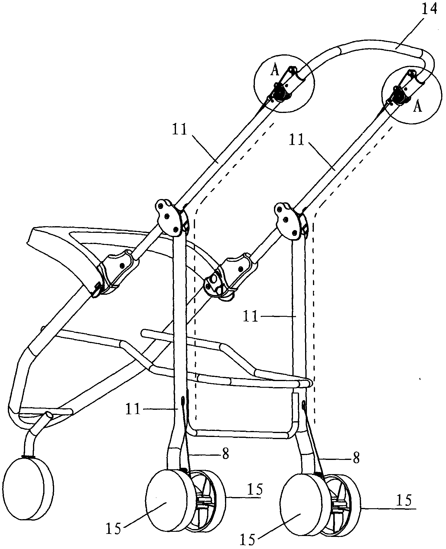 Automatic brake device for baby stroller