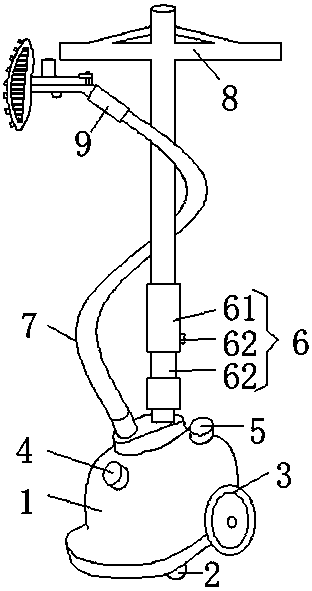 An ironing machine with a spraying device