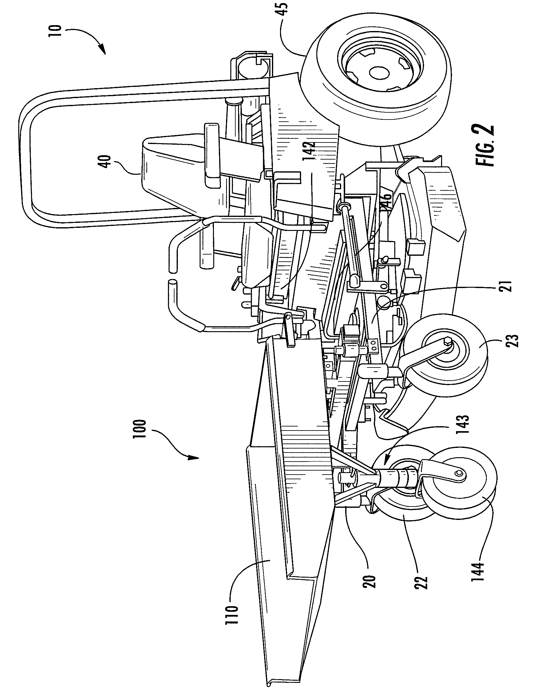 Mower payload bin and support structure