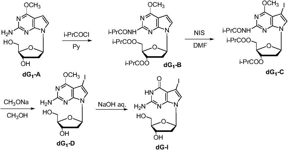 Synthetic method of 7-denitrified-7-substituted guanosine