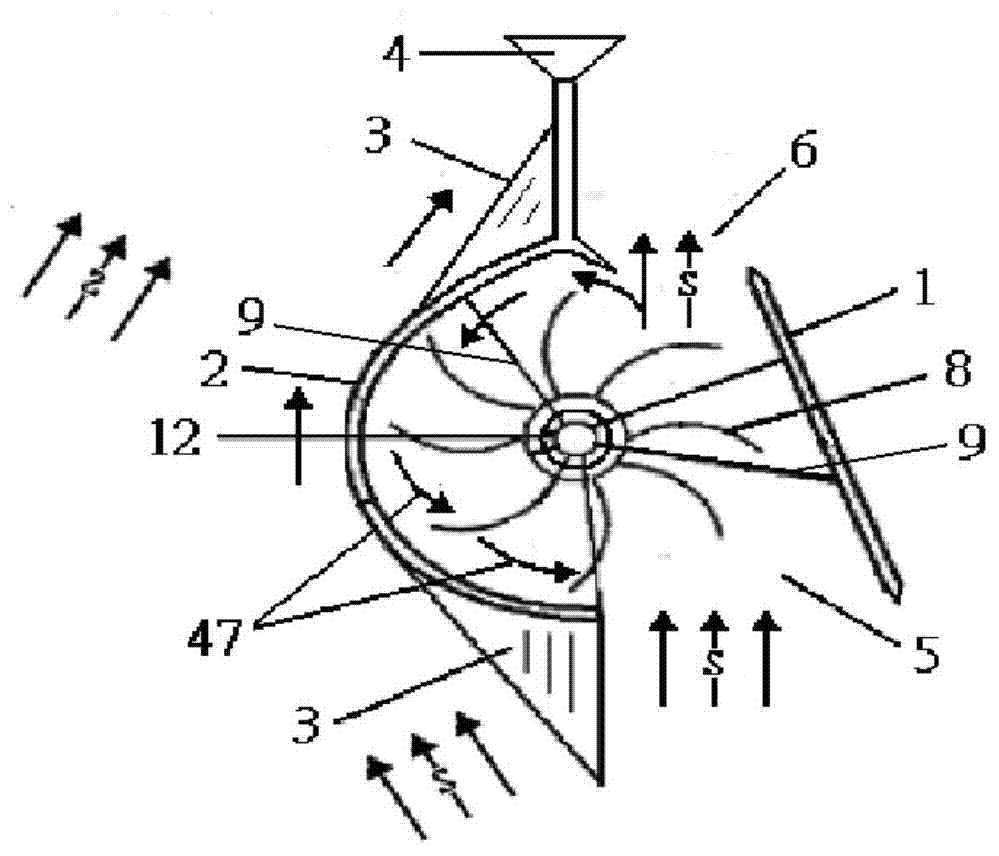 Efficient air guide device suitable for wind power generating or wind power pumping equipment