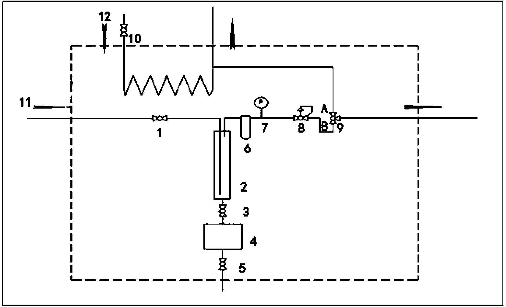 On-line pretreatment device for sample gas of ethylene cracking furnace and installing method thereof