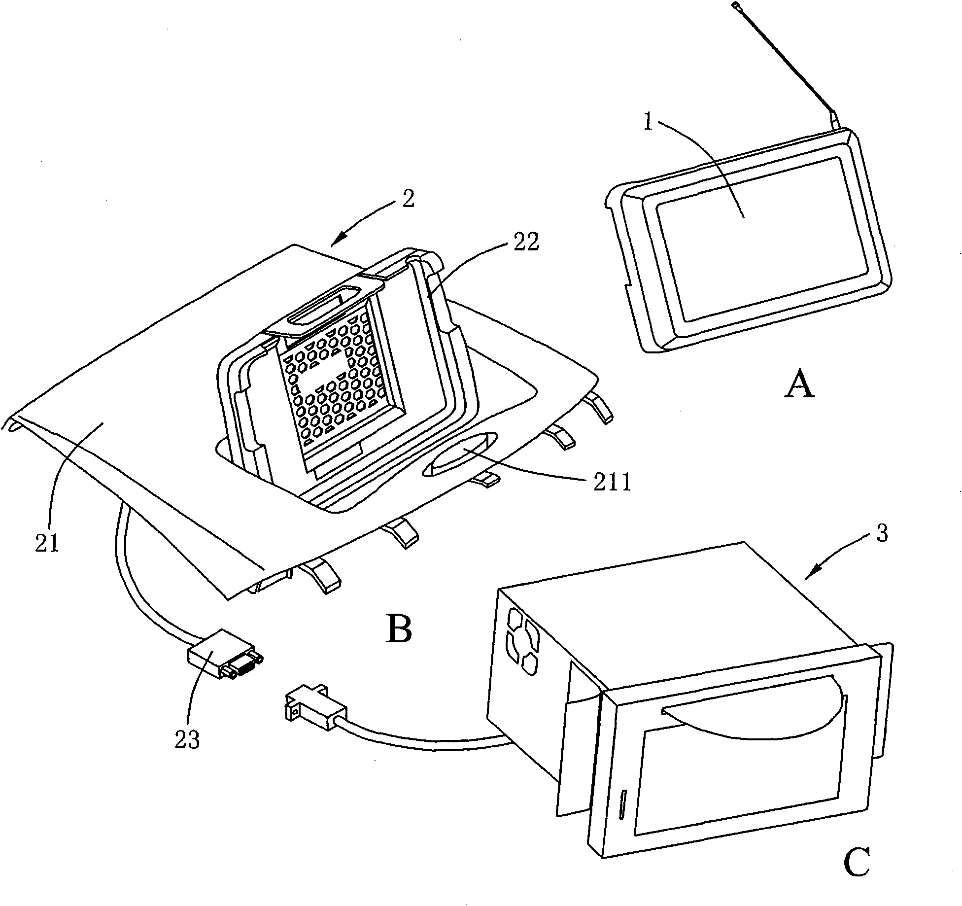 Vehicle-mounted navigation system, support used on same and control method of same