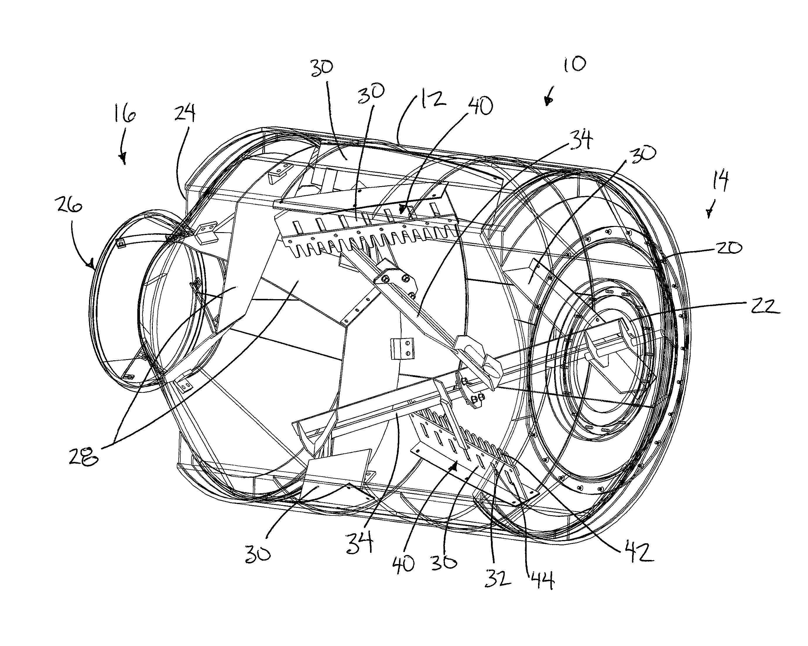 Shearing paddles in a drum mixer for high slump concrete