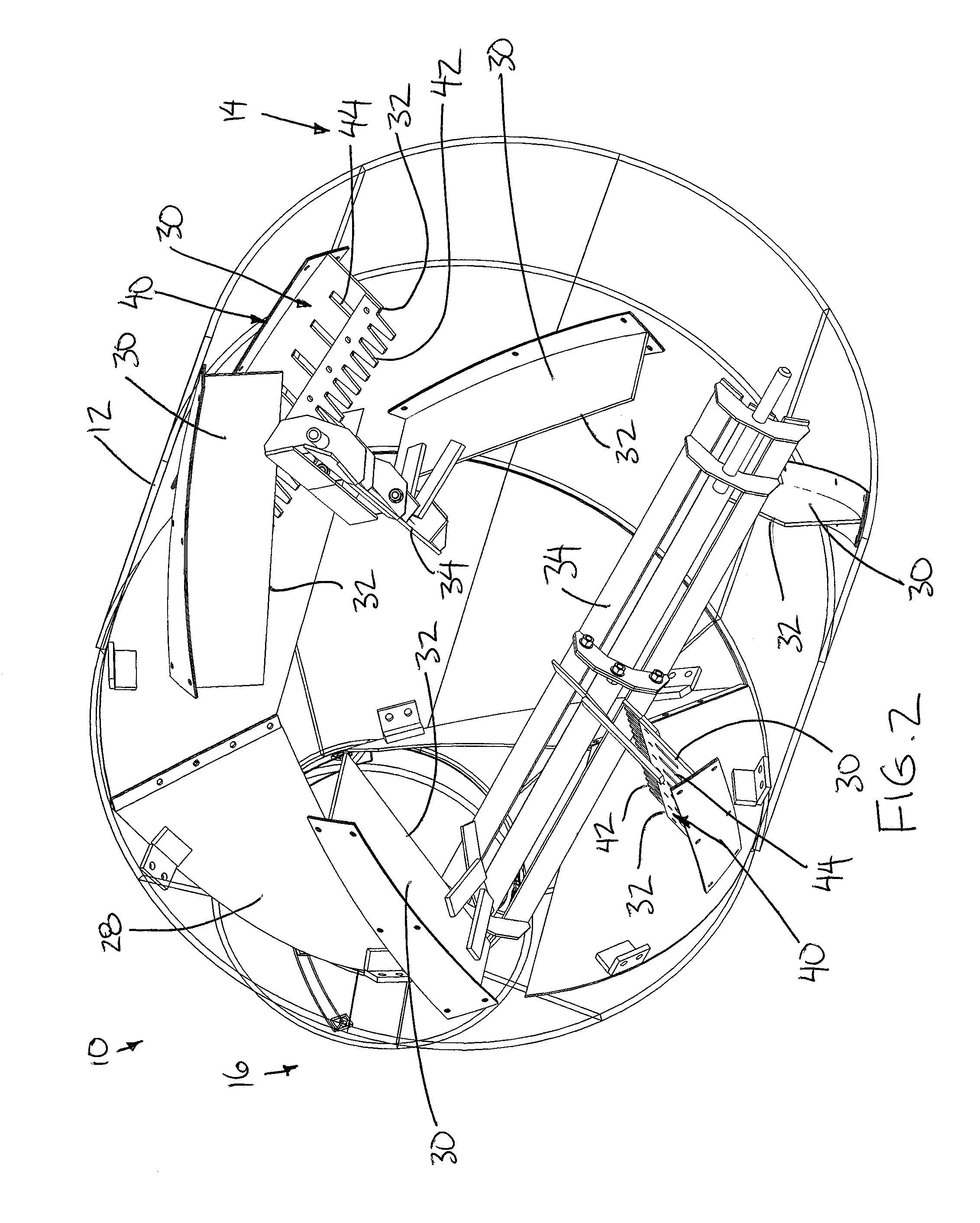 Shearing paddles in a drum mixer for high slump concrete