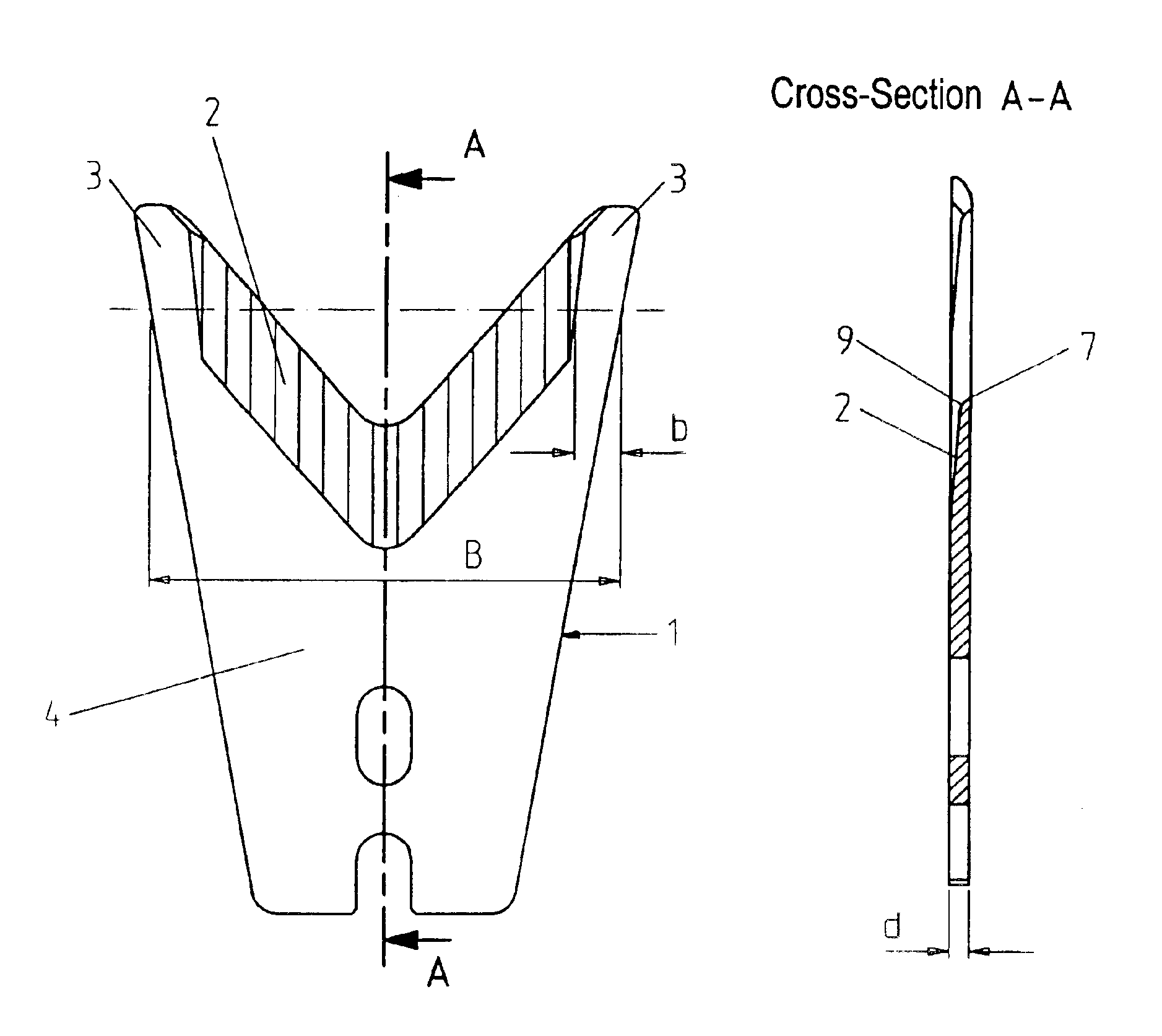 Plate-shaped shearing knife