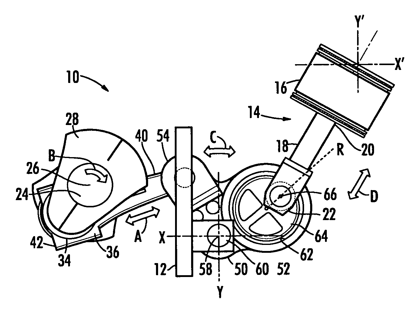 Motion control mechanism for a piston engine