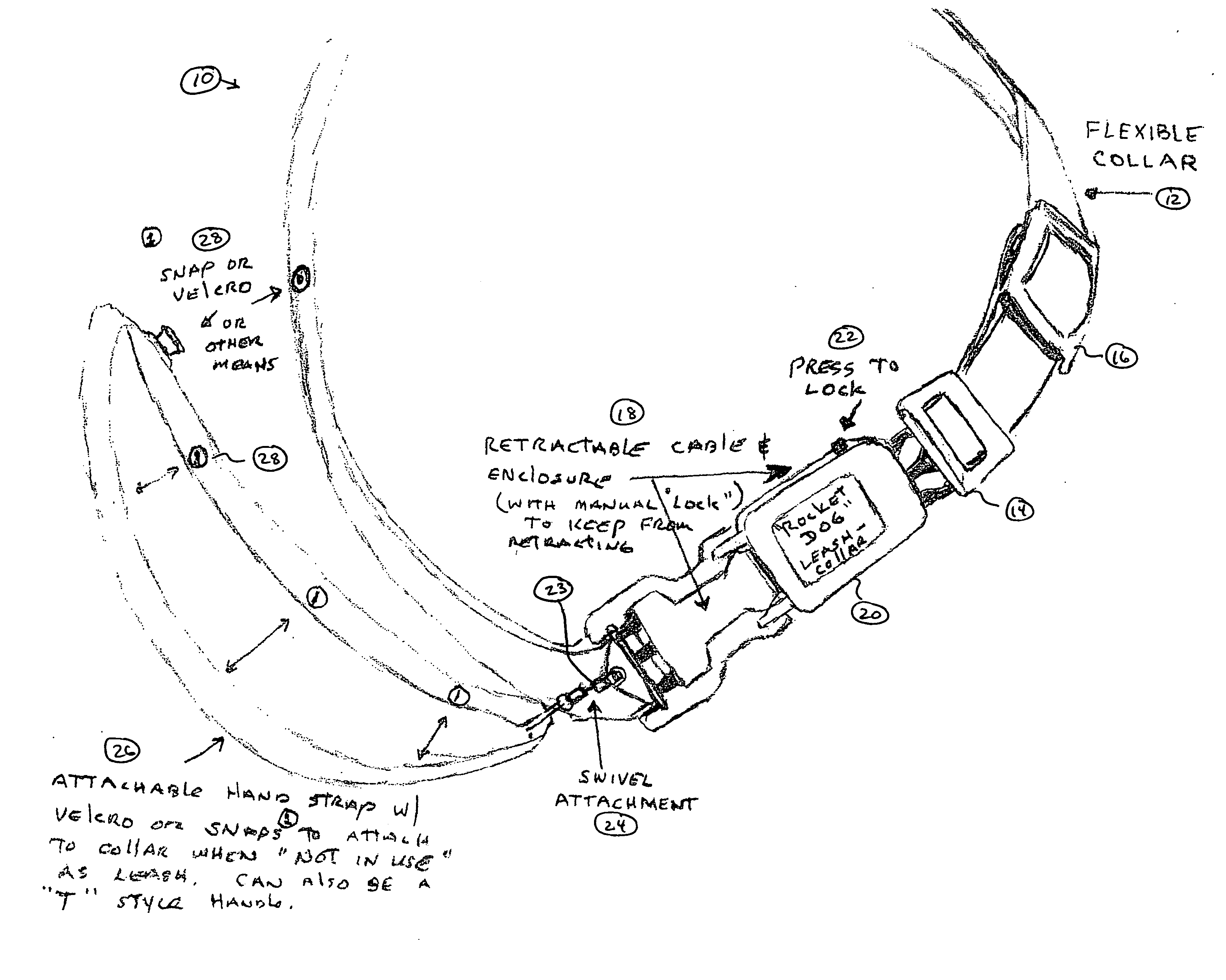 Pet collar with integral leash