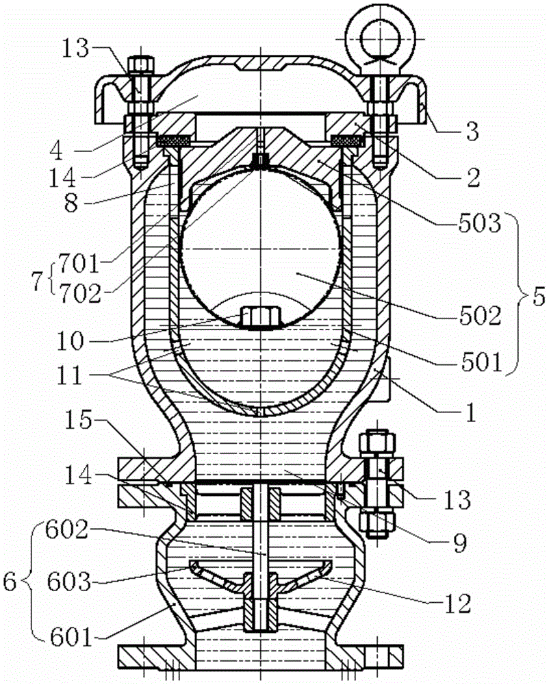 Water hammer air valve and water hammer gas discharging method during pipeline use