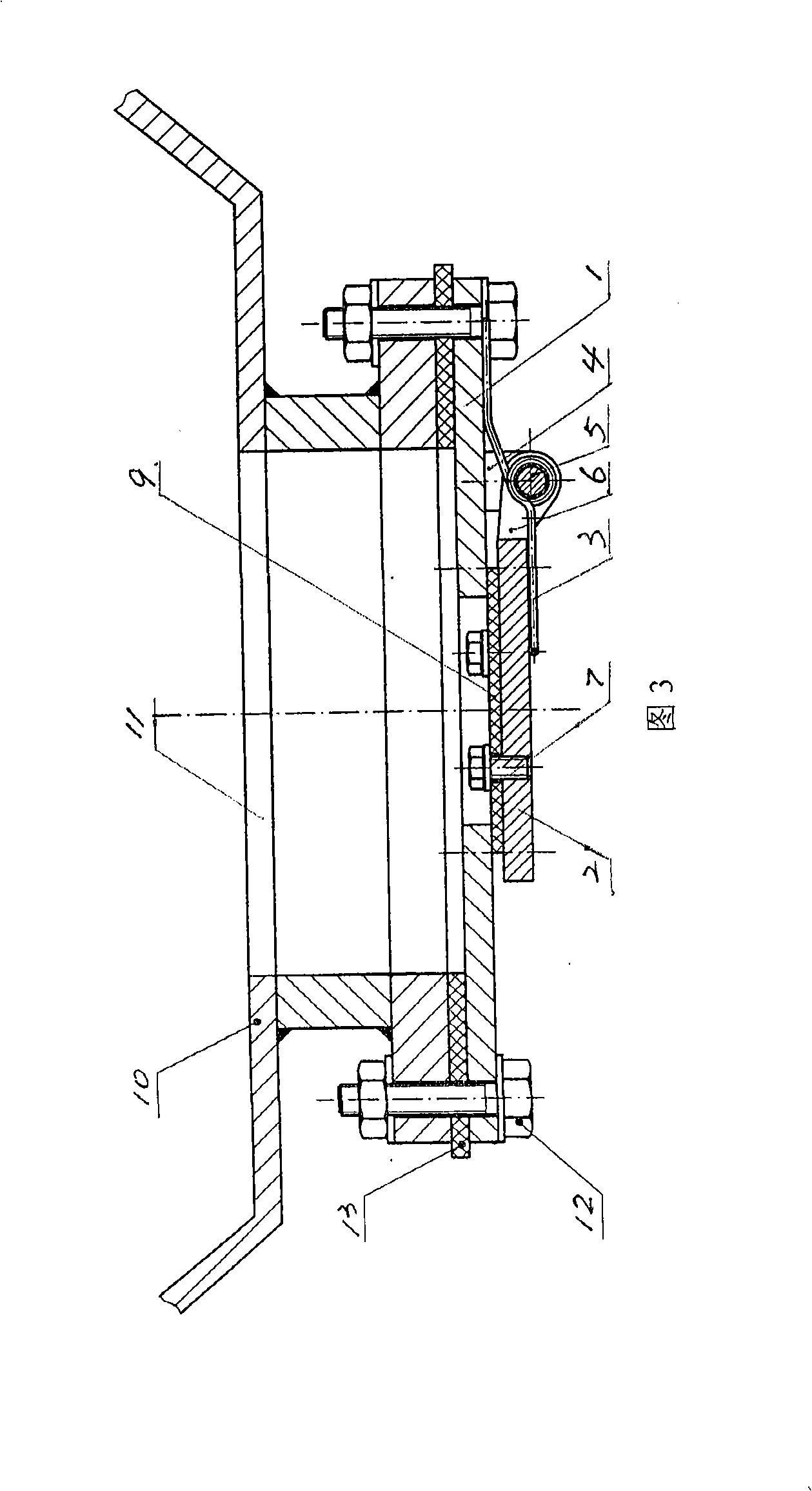 Turning plate mechanism for ballast water tank water pouring and draining system