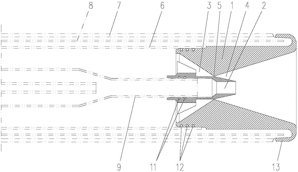 A spray head of rh vacuum refining top gun