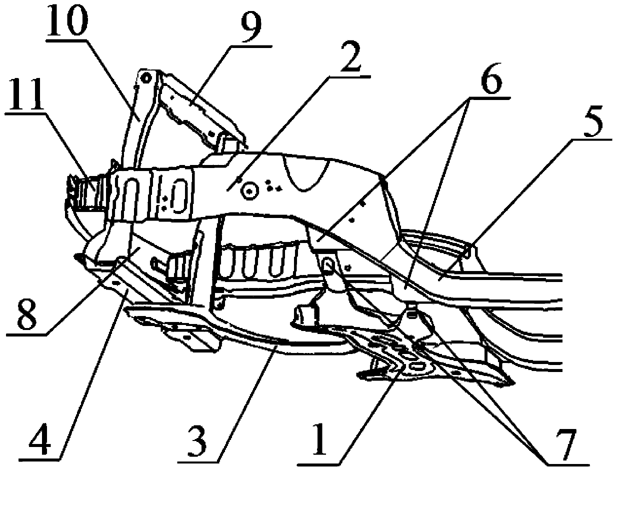 Automobile front auxiliary frame installing structure