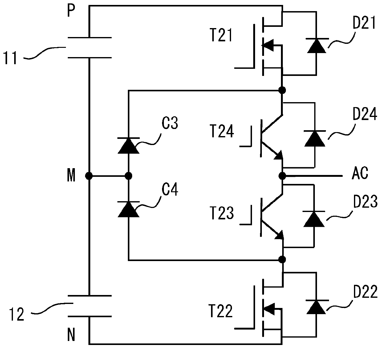 Three-level power conversion circuit