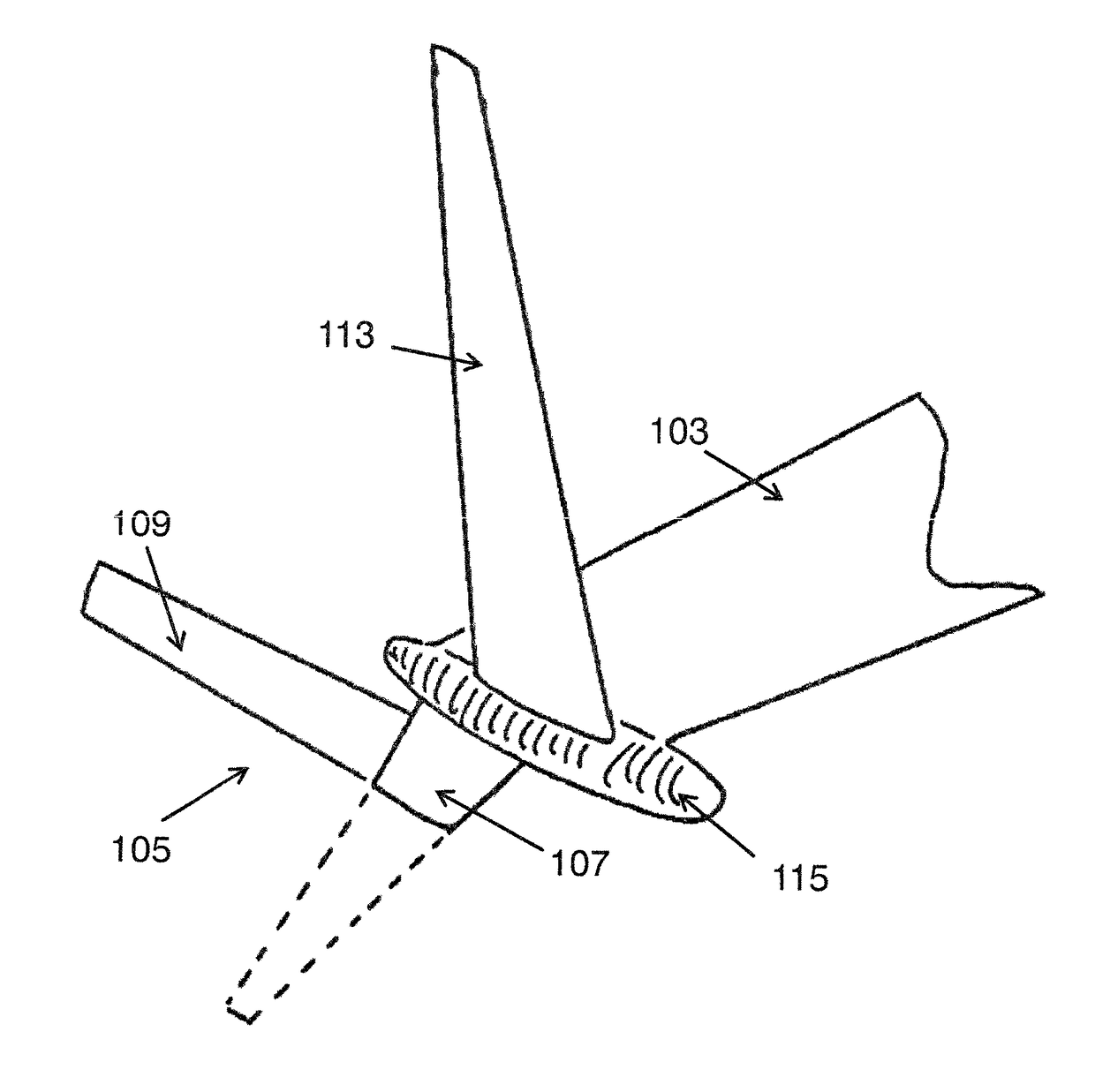 Wing tip device having configurations for flight and ground-based operations