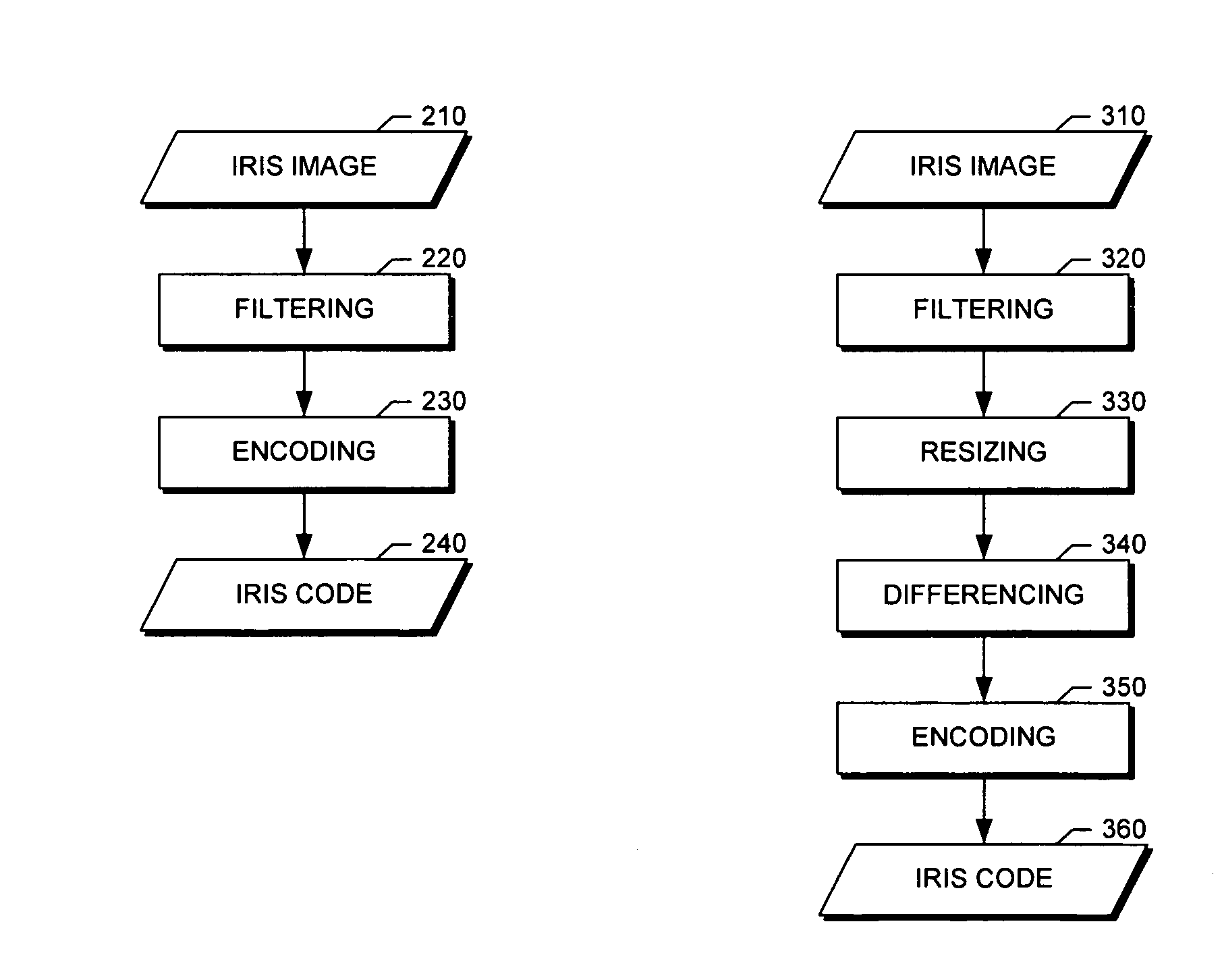 Computationally efficient feature extraction and matching iris recognition