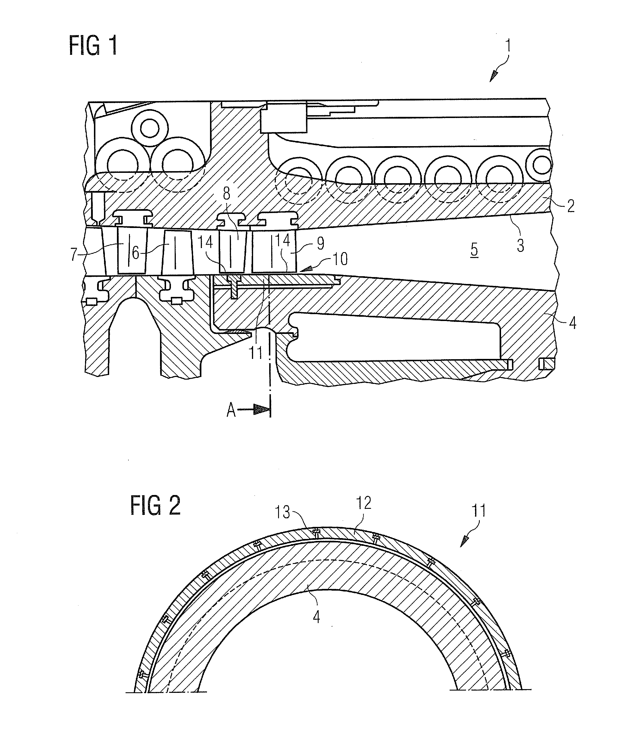 Axial Compressor for a Gas Turbine Having Passive Radial Gap Control