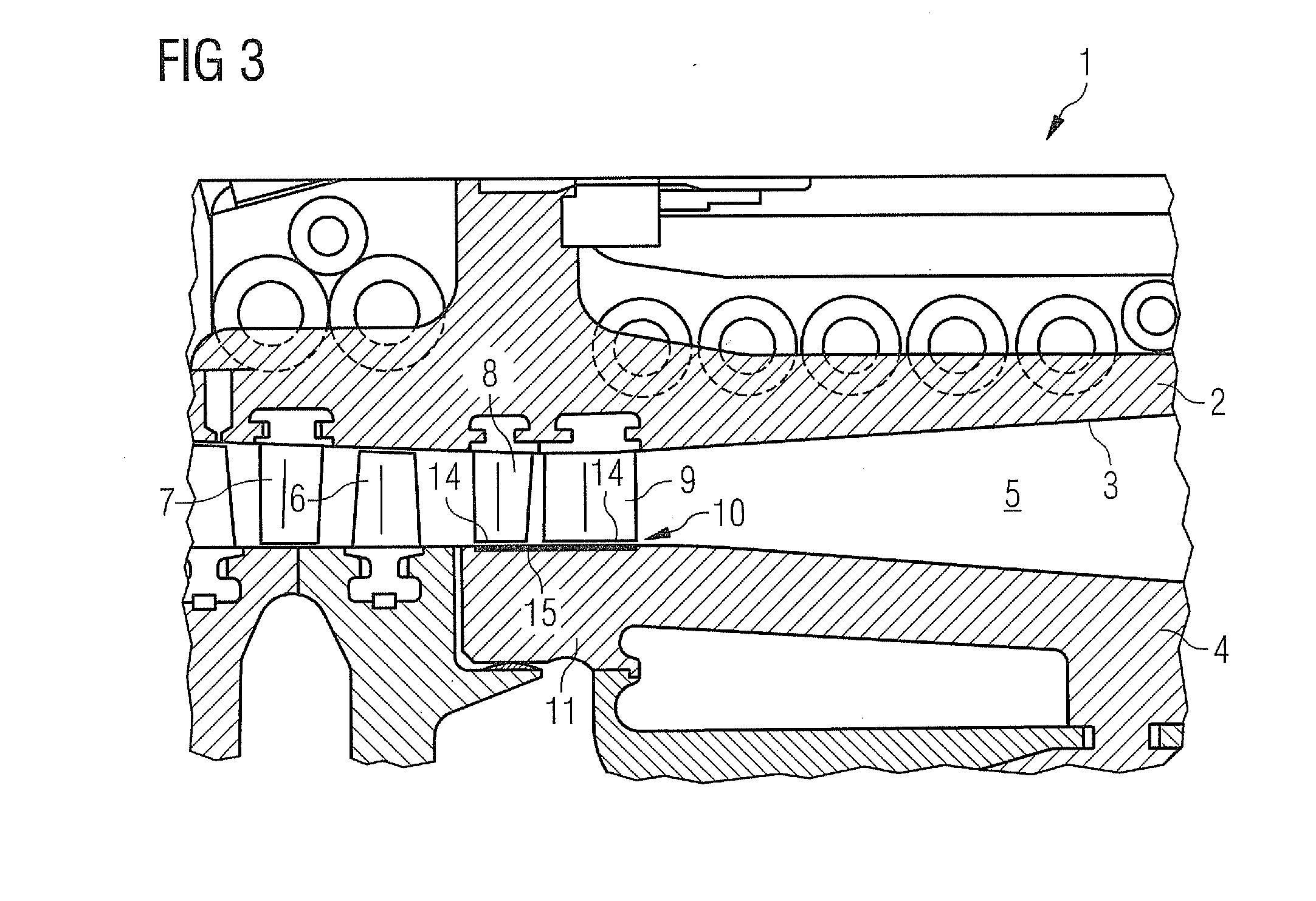 Axial Compressor for a Gas Turbine Having Passive Radial Gap Control