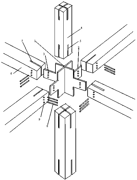 Beam-column connection node structure of wooden structure building