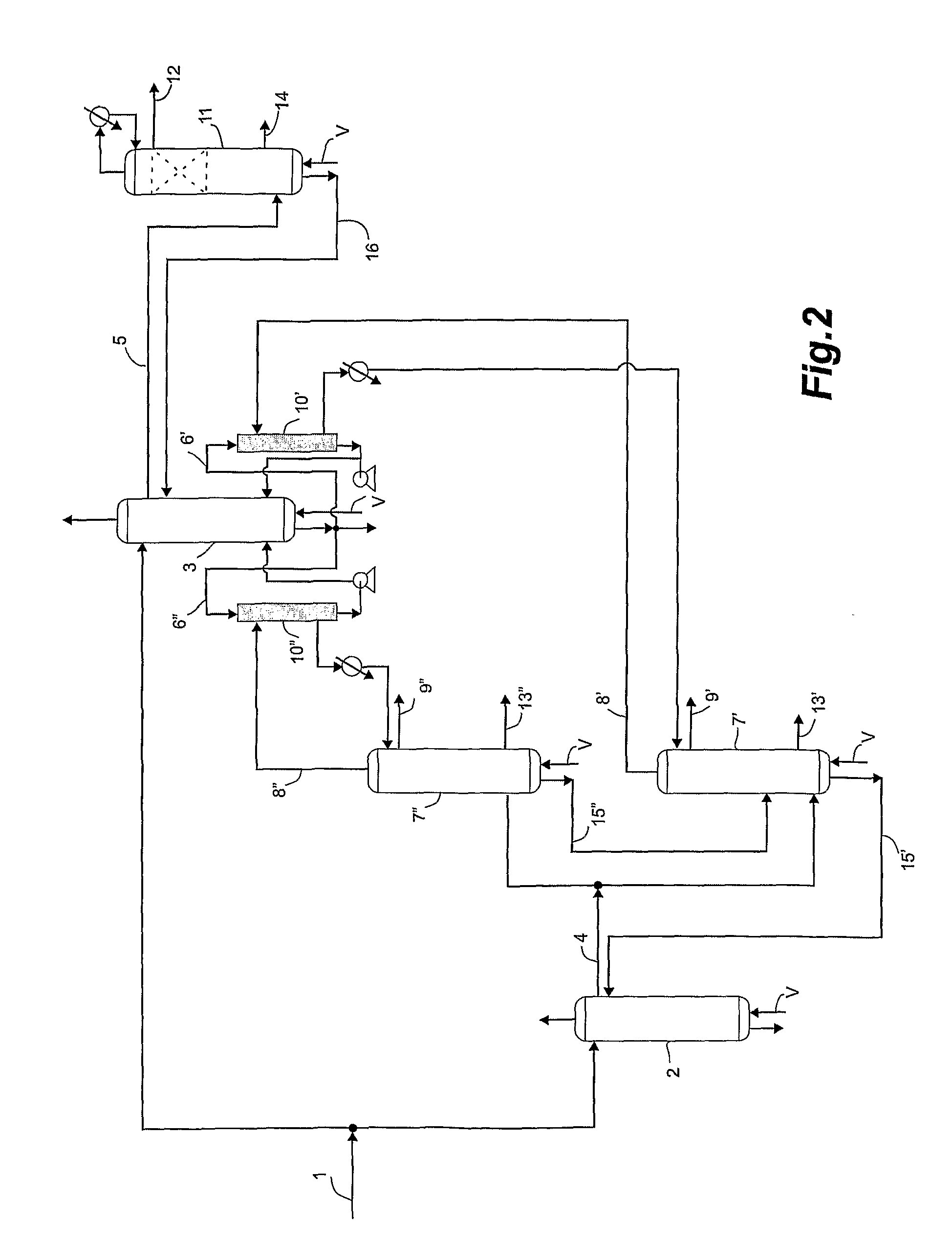 Process and system for producing alcohol by split-feed distillation