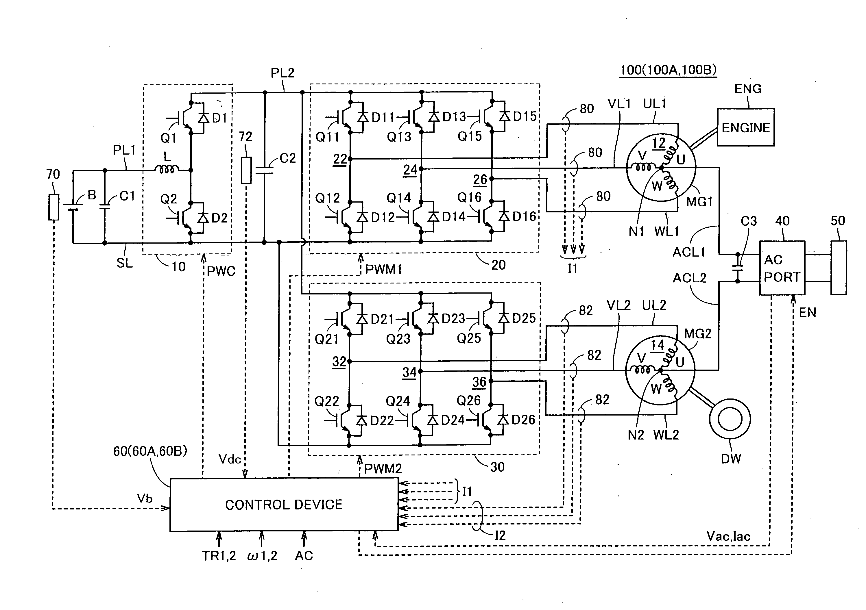 Ac voltage output apparatus and hybrid vehicle including the same