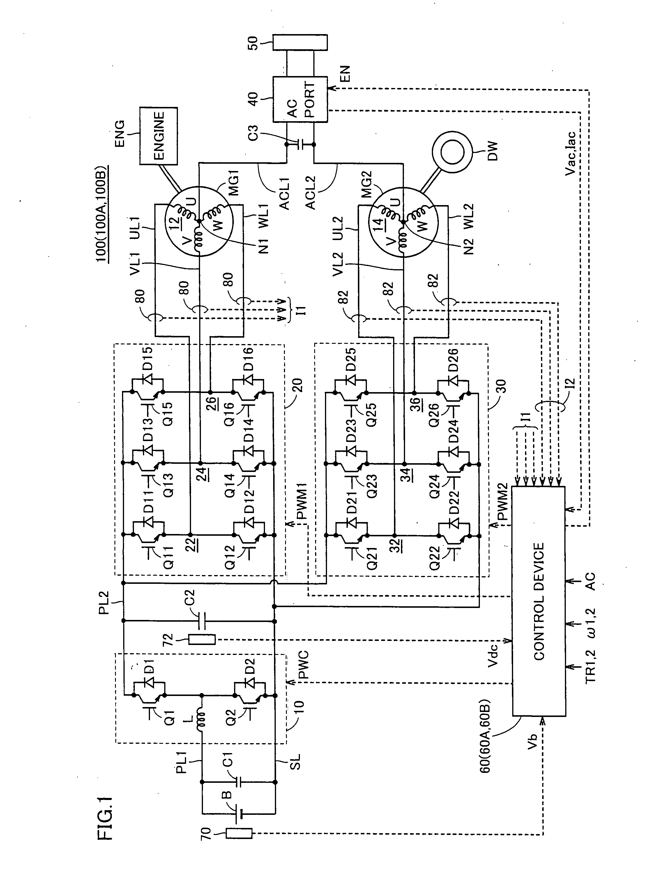 Ac voltage output apparatus and hybrid vehicle including the same